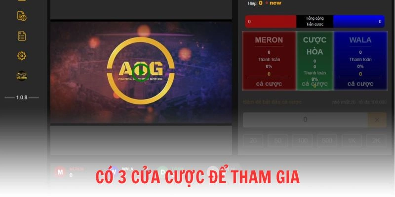 Có 3 cửa cược cho trận đá gà cựa dao