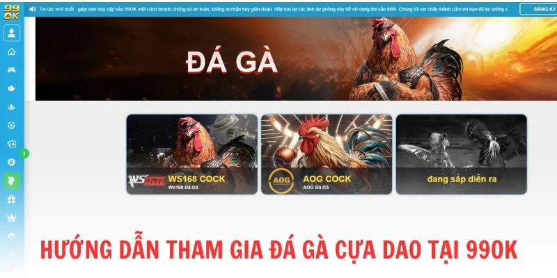 Hướng dẫn tham gia đá gà cựa dao tại nhà cái 99OK